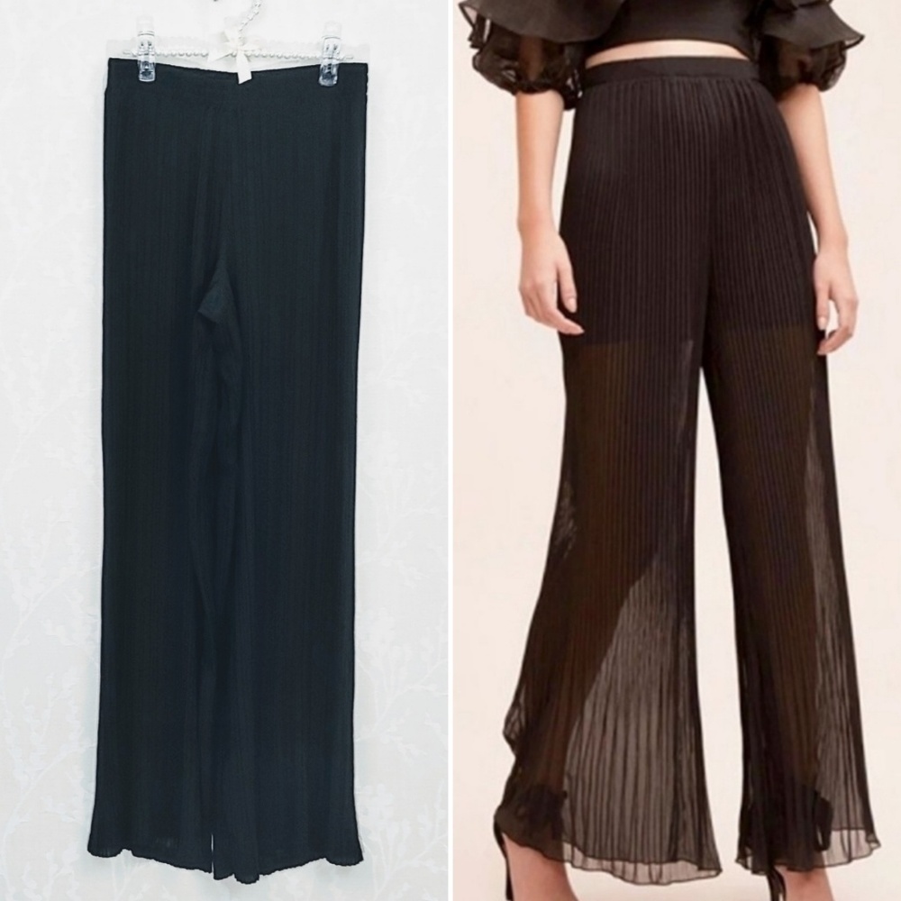 Alythea Sheer Pleated Palazzo Pants